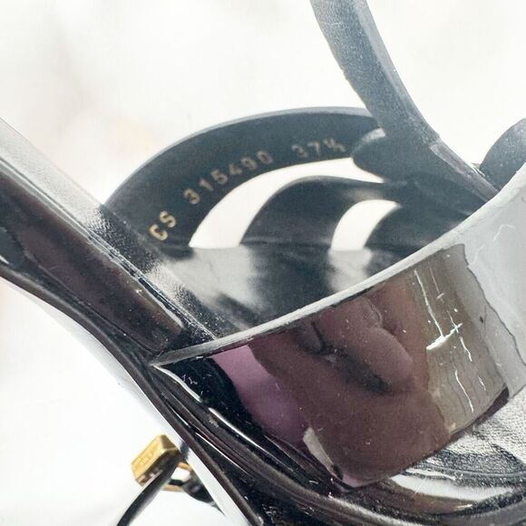 Saint Laurent Tribute Black Patent Leather Platform High Heel Sandals Size 37.5 - Picture 12 of 13